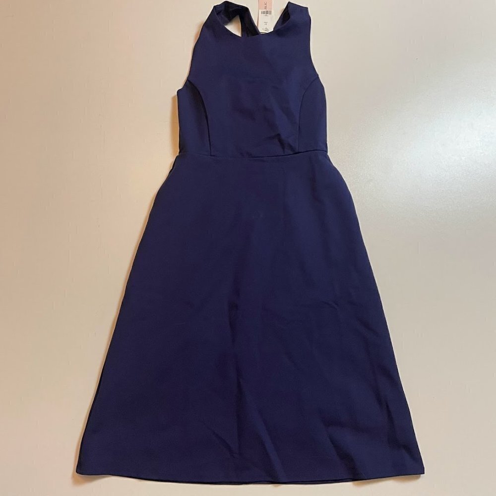 NWT Banana Republic Dress Crossback Ponte Midi Navy Blue Cut Out Sleeveless 6P - Picture 4 of 14
